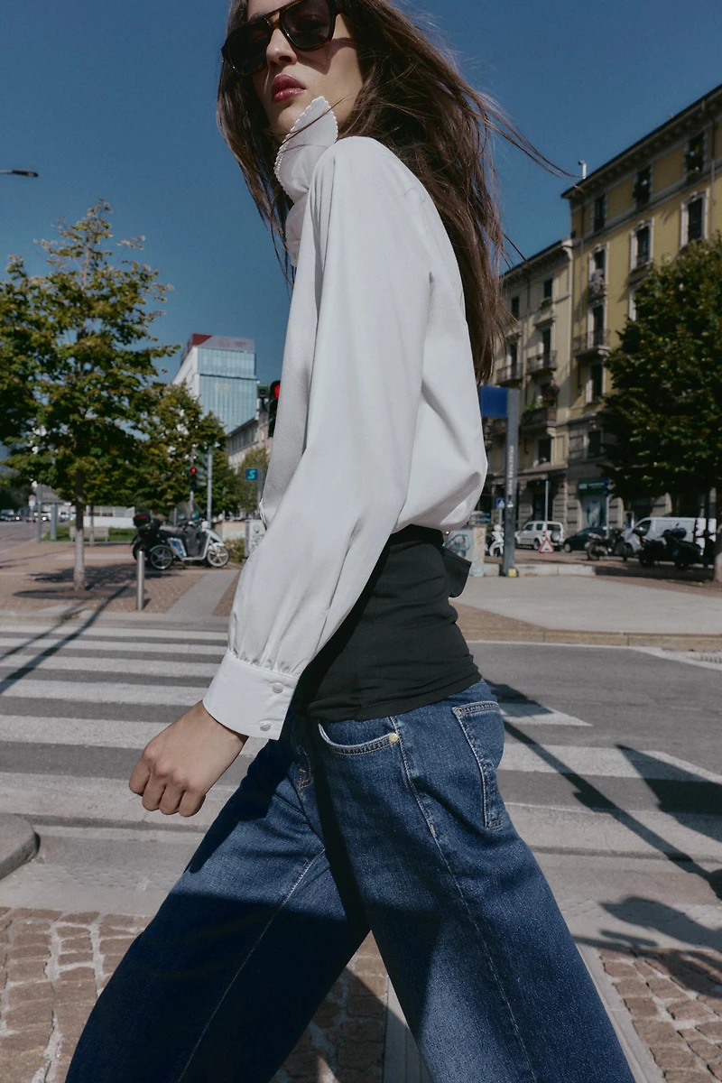 BOW POPLIN SHIRT