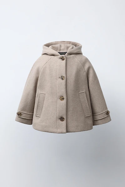 DUFFLE-COAT À CAPUCHE EN MANTECO ® AVEC LAINE