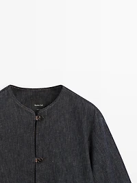 Short cotton blend denim jacket