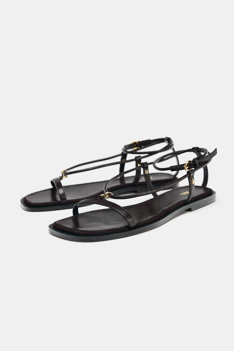 LEATHER THIN STRAP SANDALS