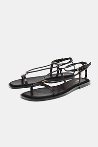 LEATHER THIN STRAP SANDALS