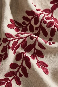 CHRISTMAS RED LEAF LINEN TABLECLOTH