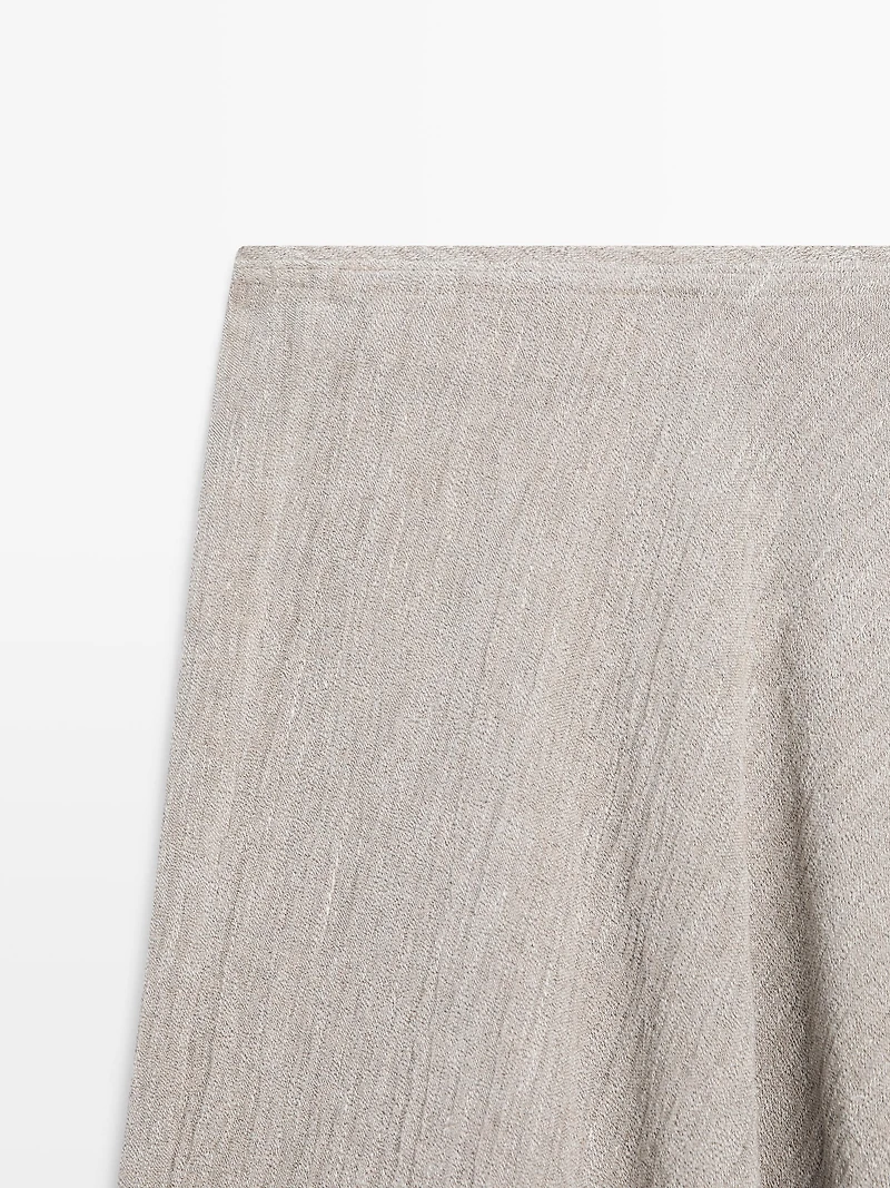 Waffle-knit flared midi skirt