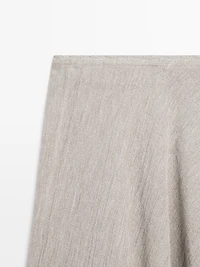 Waffle-knit flared midi skirt