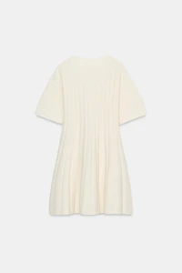 SHORT RIB KNIT BALLOON SLEEVE DRESS
