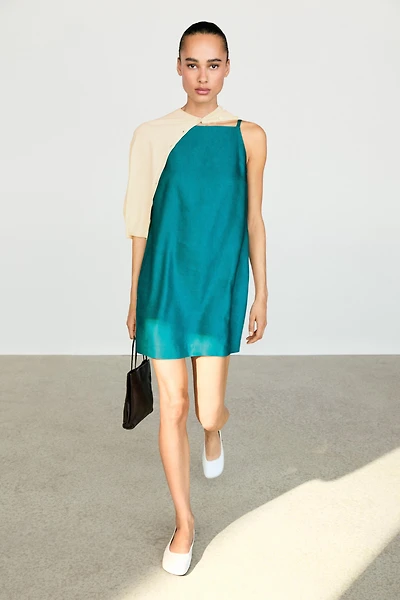 Linen blend mini dress