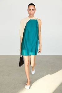 Linen blend mini dress