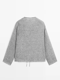 Linen blend blouse with tie details
