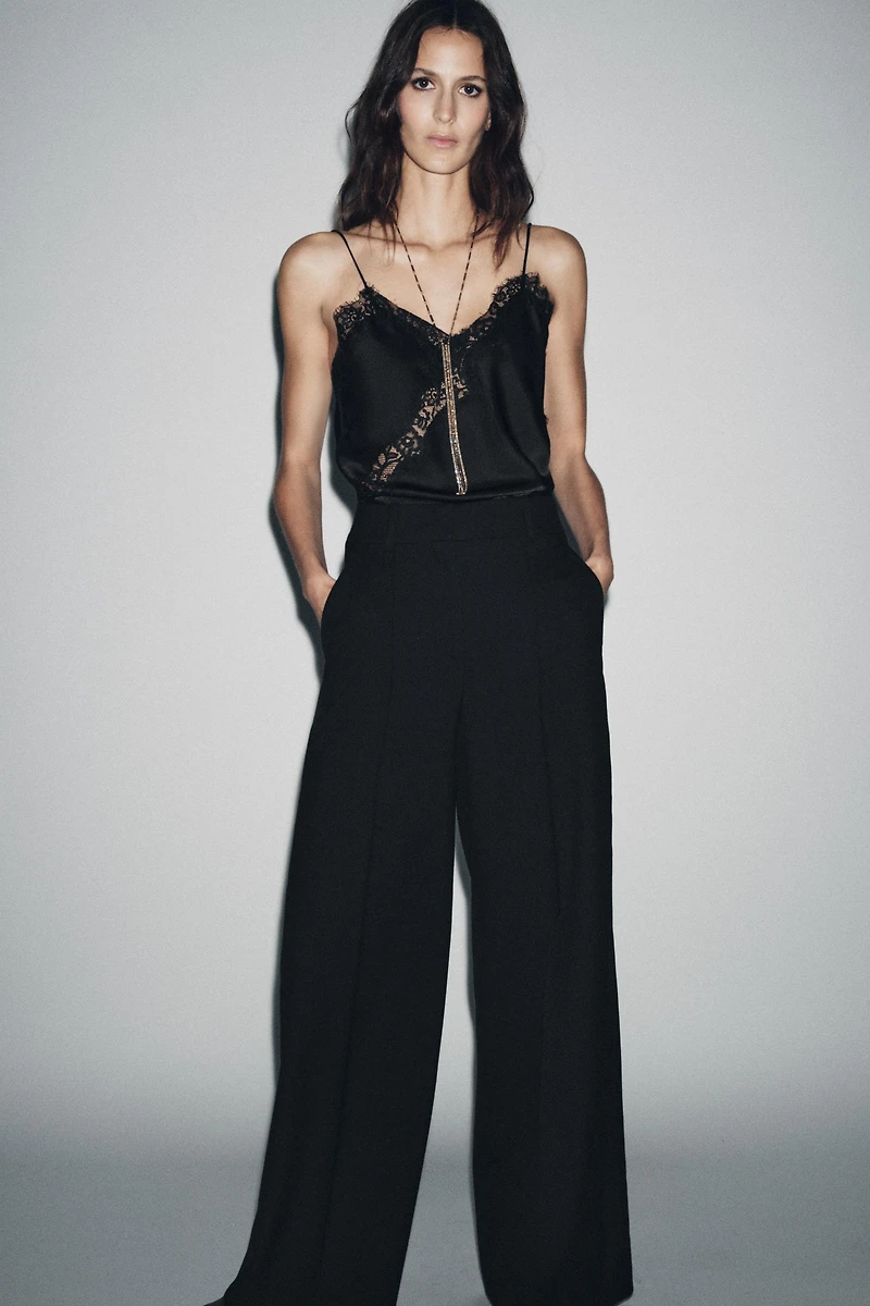 ZW COLLECTION LIMITED EDITION WIDE LEG PANTS WITH WOOL AND SEAM DETAIL