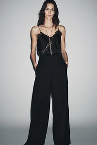 ZW COLLECTION LIMITED EDITION WIDE LEG PANTS WITH WOOL AND SEAM DETAIL