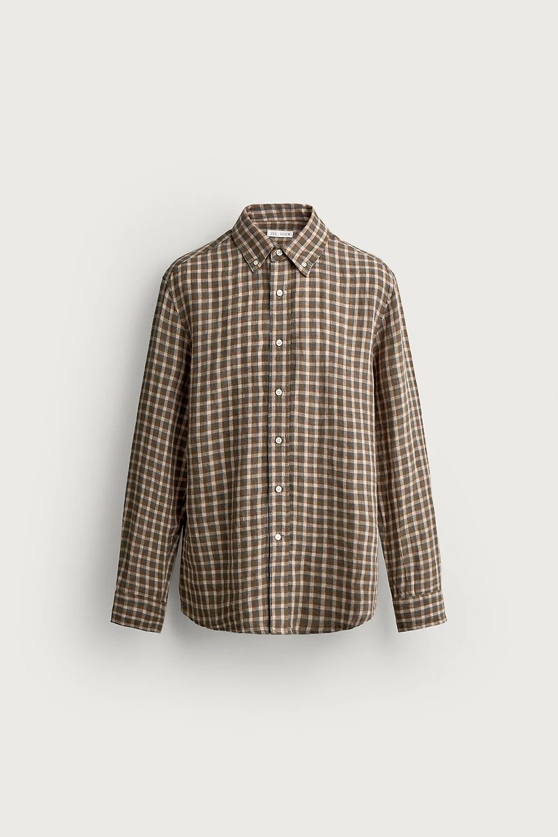 100% LINEN CHECKED SHIRT