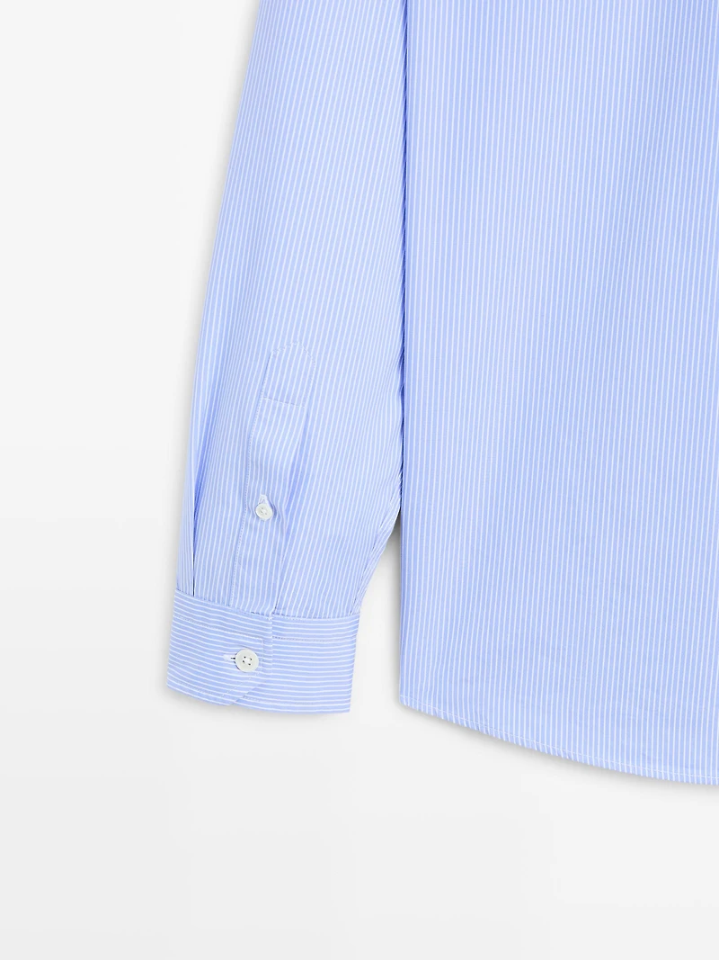 Regular fit striped poplin shirt