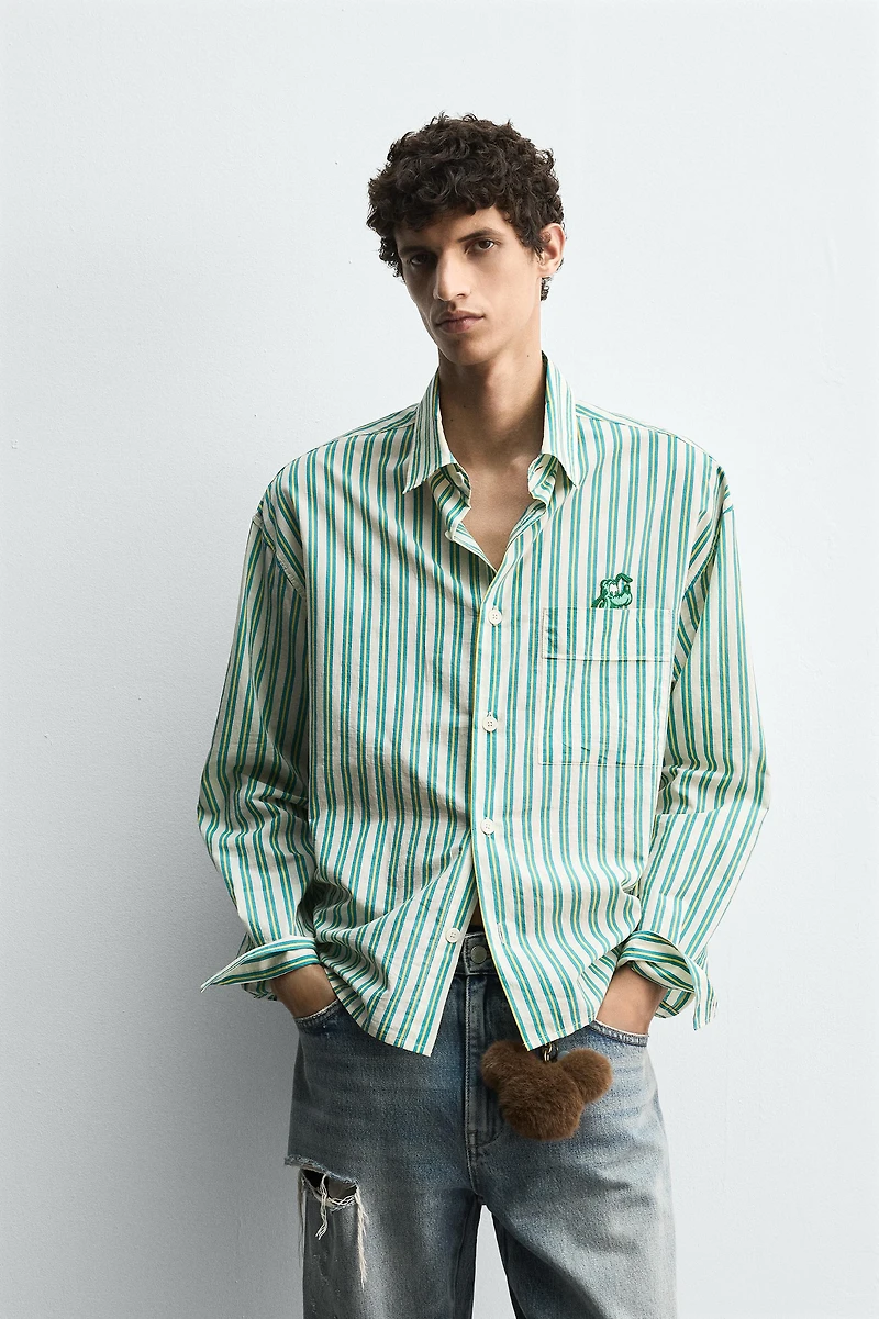 PLUTO PATCH STRIPED SHIRT HARRY LAMBERT FOR ZARA X DISNEY