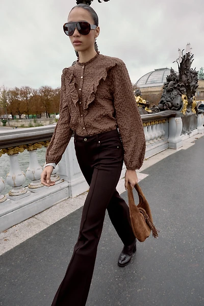 PLAID RUFFLED BLOUSE