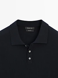 100% cotton ribbed knit polo shirt