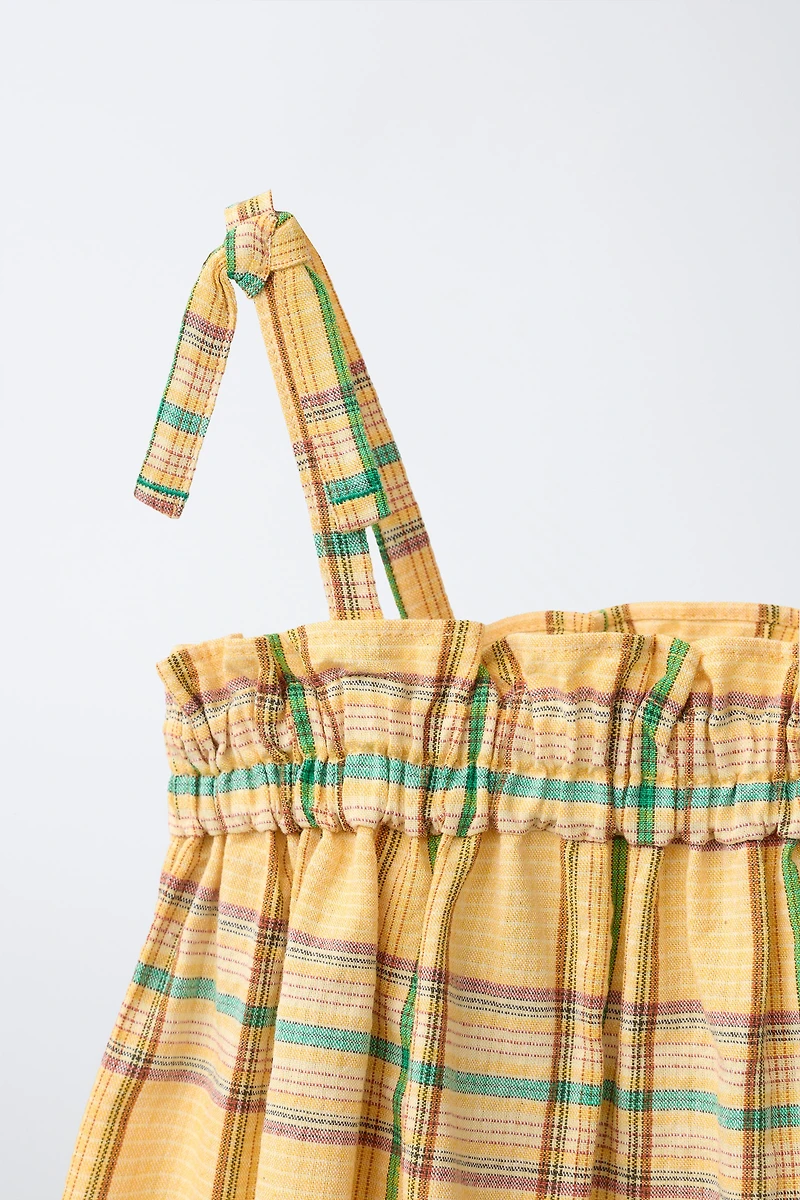EMBROIDERED PLAID TEXTURE DRESS