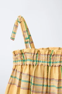 EMBROIDERED PLAID TEXTURE DRESS