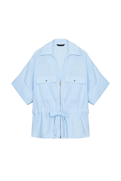 LINEN BLEND SAFARI SHIRT