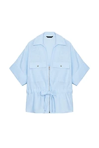 LINEN BLEND SAFARI SHIRT