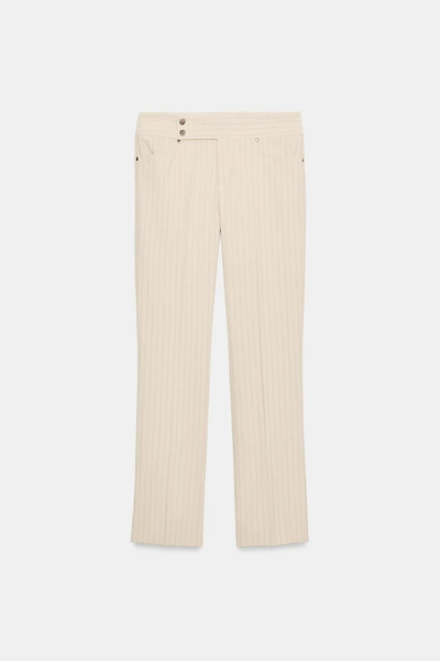 PINSTRIPE STRAIGHT LEG PANTS