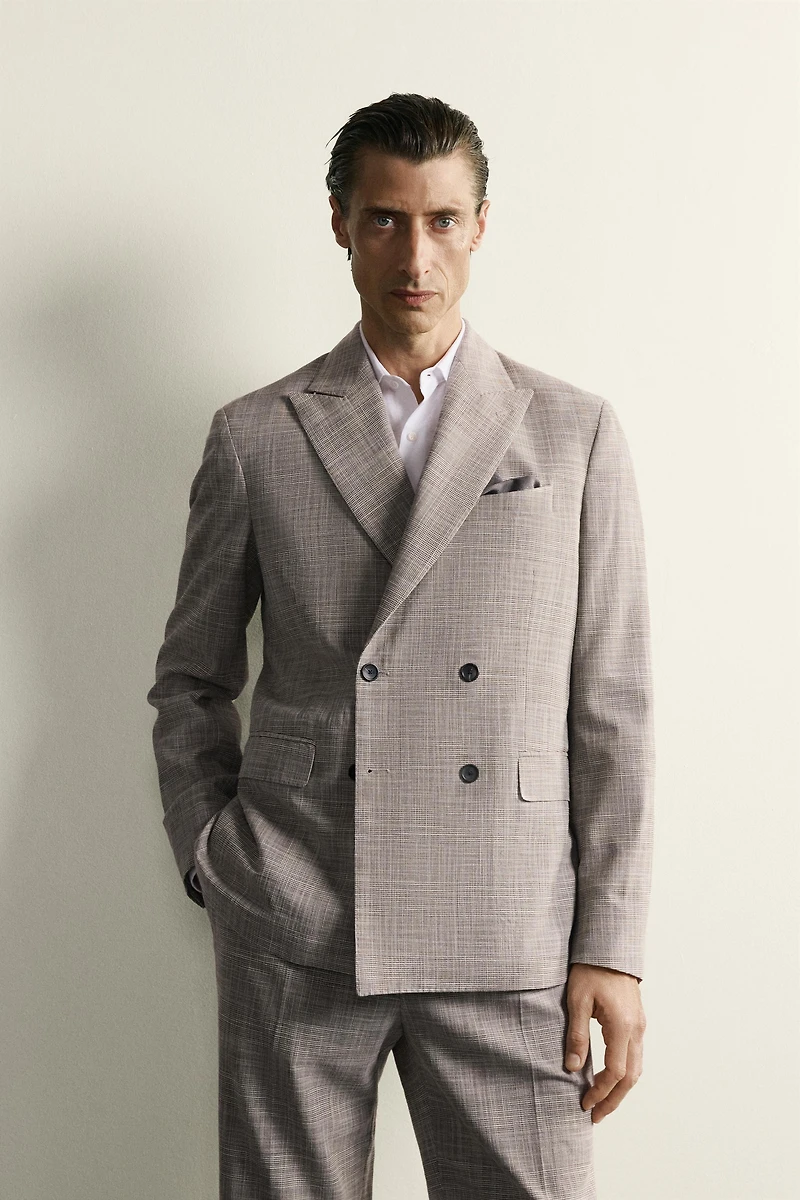 WOOL-BLEND PLAID REGULAR FIT SUIT BLAZER