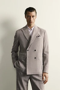 WOOL-BLEND PLAID REGULAR FIT SUIT BLAZER