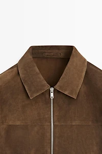 Veste à fermeture Éclair en cuir effet daim