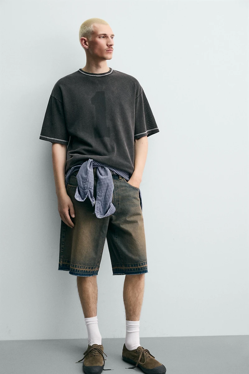 CONTRAST WASHED KNIT T-SHIRT