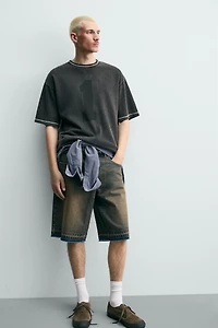 CONTRAST WASHED KNIT T-SHIRT