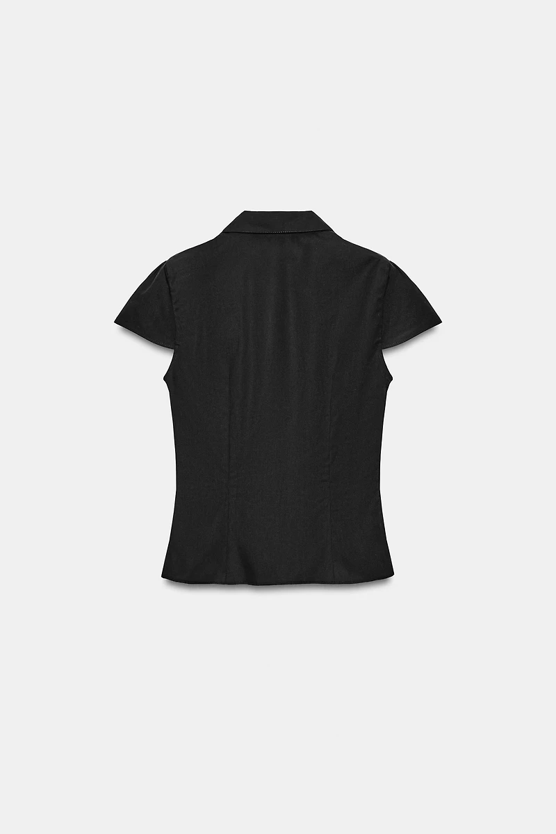 RUCHED POPLIN TOP