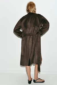 TRENCH LONG EFFET DAIM AVEC CEINTURE