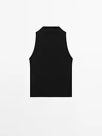 Metallic-effect halterneck top