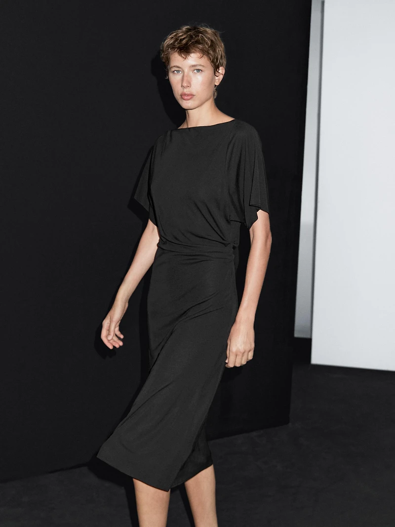 Midi dress with gathered detail