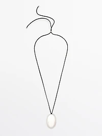 Leather cord necklace with metal piece