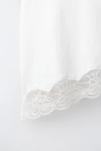 LACE HEM PLAIN T-SHIRT