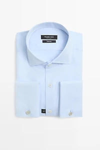 Slim fit 100% cotton shirt with double cuffs