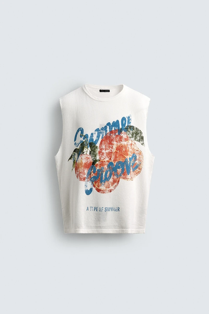 WASHED KNIT PRINTED TANK TOP