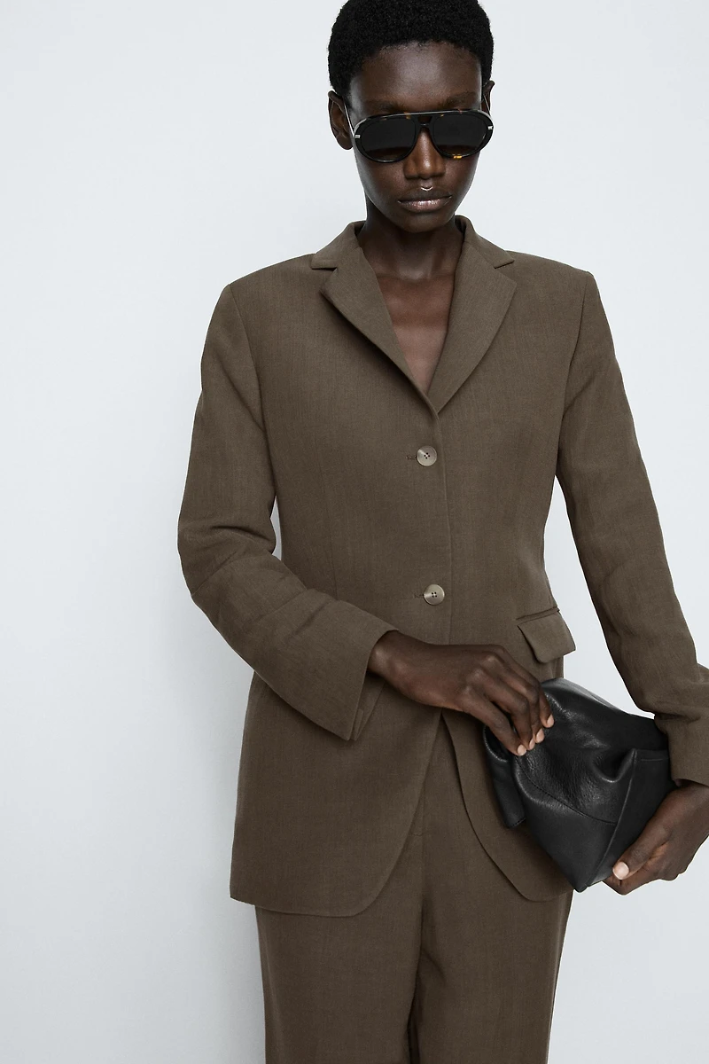Tailored linen-blend blazer - STUDIO