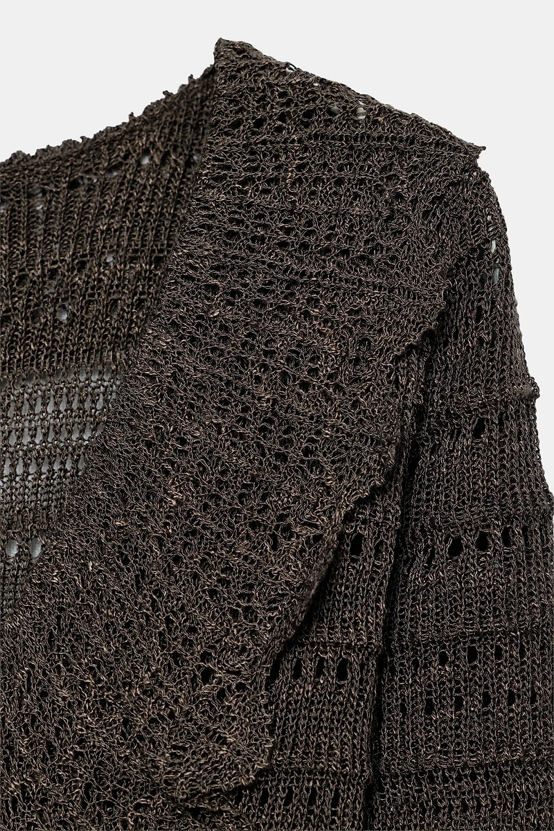 POINTELLE KNIT RUFFLED DRESS