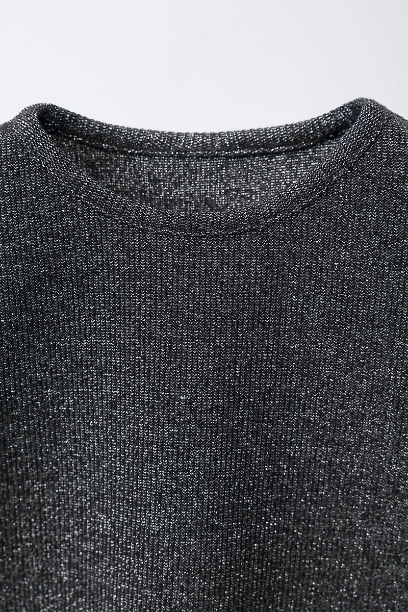 SPARKLY RIBBED T-SHIRT