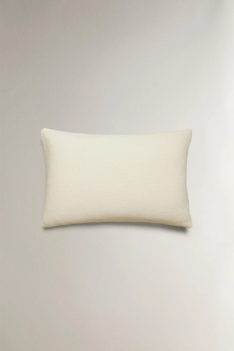 MINI WAFFLE-KNIT COTTON PILLOWCASE