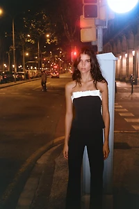 CONTRAST BOW BUSTIER TOP