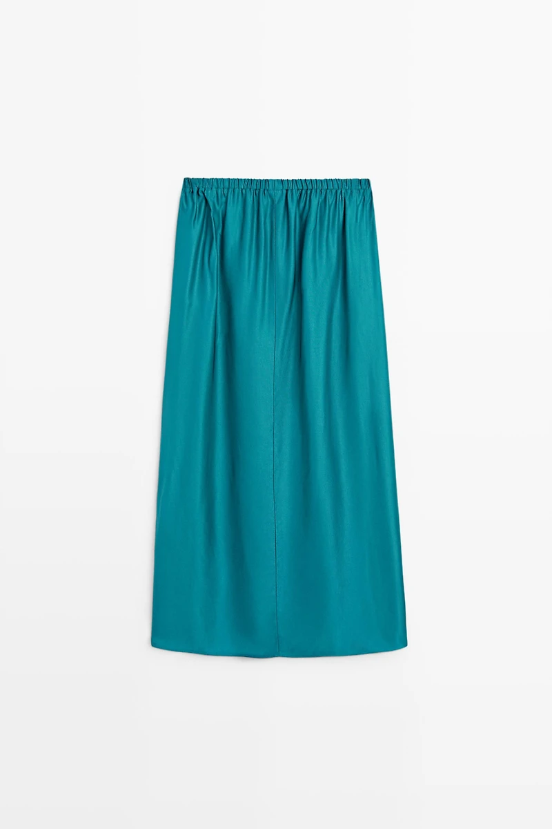 Satin midi skirt with pockets