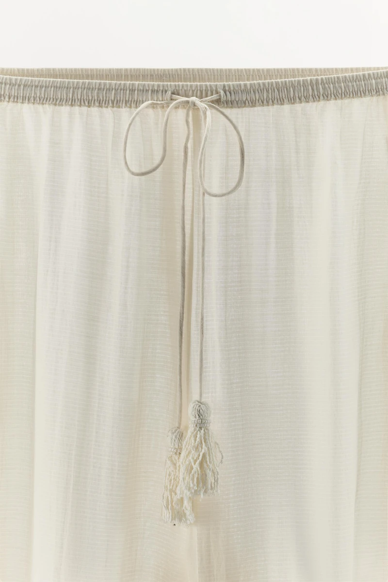 VISCOSE BLEND LACE RUFFLE PANTS