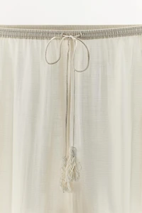 VISCOSE BLEND LACE RUFFLE PANTS