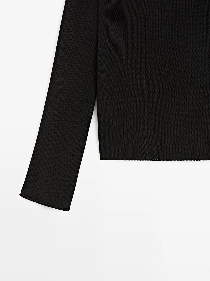 Flowing knit boat neck sweater
