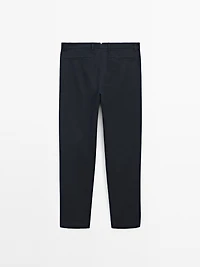 Cotton and linen blend tapered fit trousers