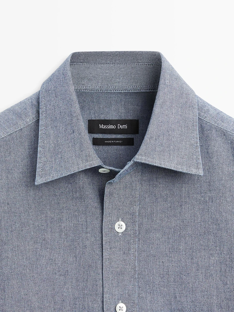 Regular fit chambray shirt with pocket details