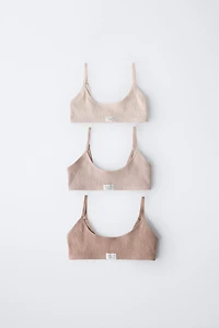 AGES 9-14/ THREE-PACK OF LABEL BRALETTES