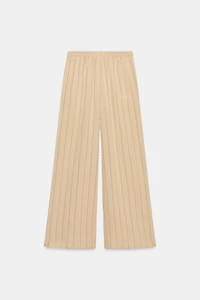 PANTALON LARGE À RAYURES ET TAILLE ÉLASTIQUE